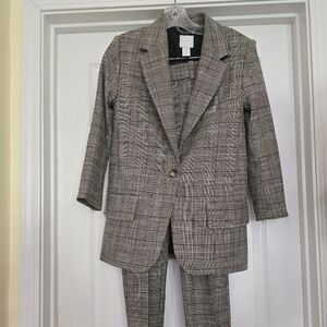 H&M Brown Herringbone Blazer & Pant Set XS, 0 NEW!